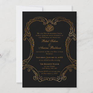 Convites Casamento Islâmico com Frame Dourado do Elegante B