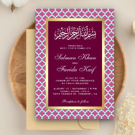 Convites Casamento Islâmico com Padrão Quatrefoil Marroquin
