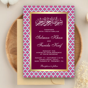Convites Casamento Islâmico com Padrão Quatrefoil Marroquin