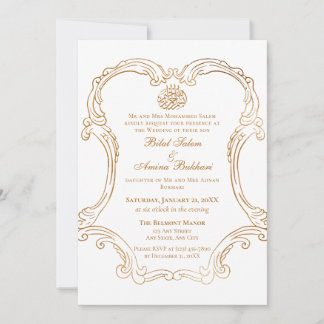 Convites Casamento Islâmico da Frame Dourada Elegante Vinta