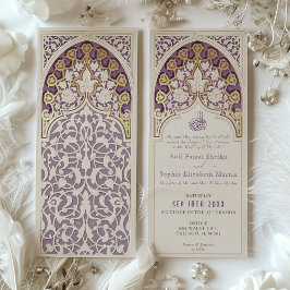 Convites Casamento Islâmico de Lavanda Elegante e Folha de