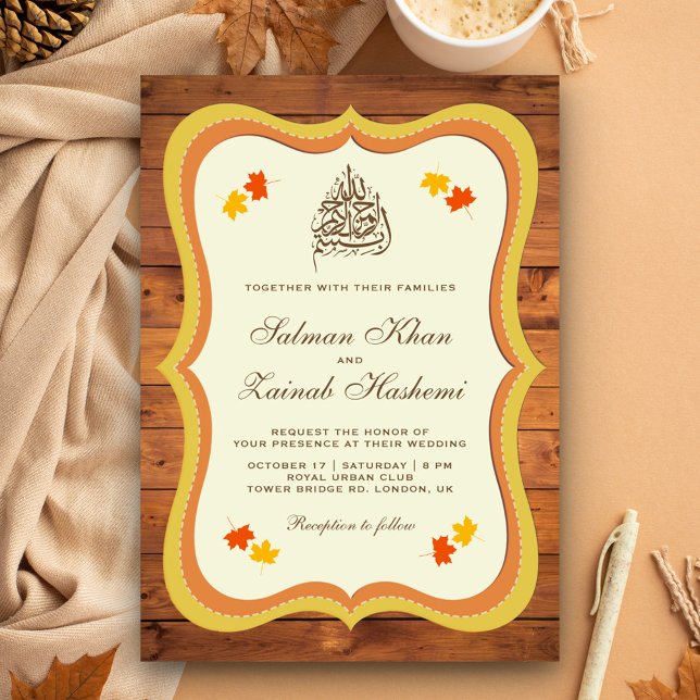 Convites Casamento Islâmico de Madeira de Celeiro Rústico d (Criador carregado)