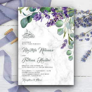 Convites Casamento Islâmico de Mármore de Eucalipto Lavanda