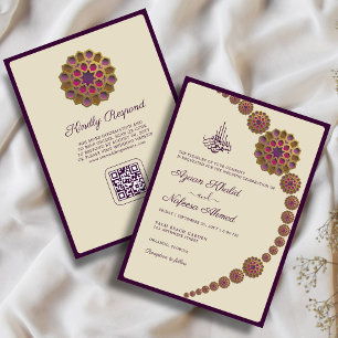 Convites Casamento Islâmico do Código QR Geométrico Elegant