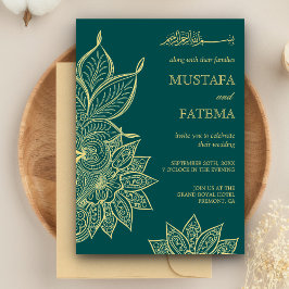 Convites Casamento Islâmico do Dourado Mar Verde Mehendi He