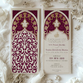 Convites Casamento Islâmico do Elegante Burgundy & Faux Gol