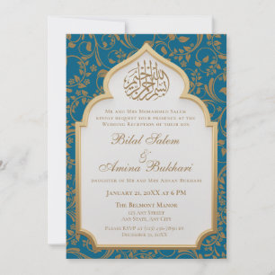 Convites Casamento Islâmico do Teal Escuro Elegante