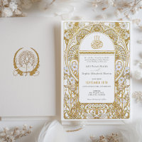 Casamento Islâmico Elegante Faux Dourado e Branco