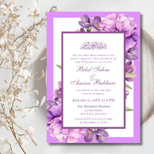 Convites Casamento Islâmico Elegante Lilac e Púrpura Leve