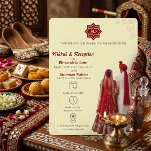 Convites Casamento Islâmico Elegante Nikkah e Recepção