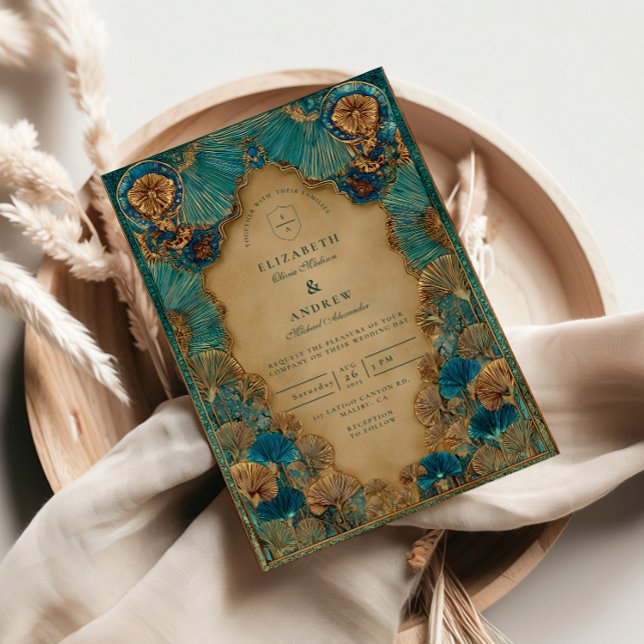 Convites Casamento Islâmico Esmeralda Dourado (Criador carregado)