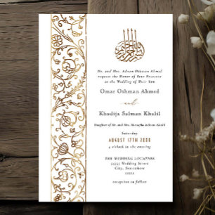 Convites Casamento Islâmico Floral Dourado Ornate Chic