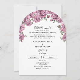 Convites Casamento Islâmico Floral Elegante Nikkah Árabe