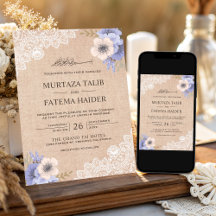 Casamento Islâmico Floral Roxo de Lace em Burlap R
