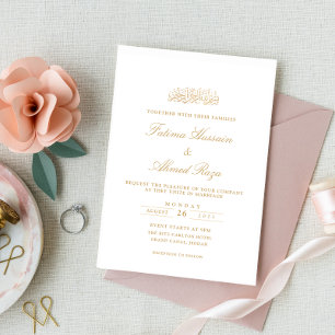 Convites Casamento Islâmico Islâmico Branco Elegante