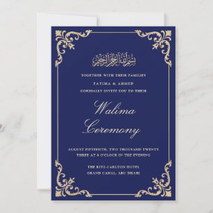 Convites Casamento Islâmico Islâmico de Walima Blue
