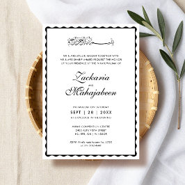 Convites Casamento Islâmico Moderno e Elegante com Moldura 