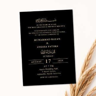 Convites Casamento Islâmico Moderno Minimalista Nikkah Árab