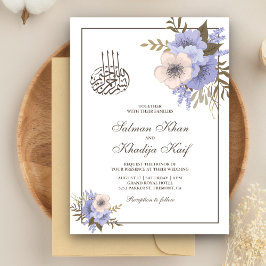 Convites Casamento Islâmico Muçulmano Floral Lavanda Suave