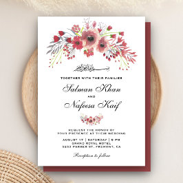 Convites Casamento Islâmico Muçulmano Floral Marsala Empoei