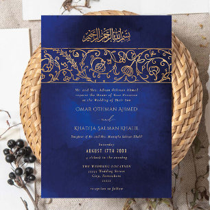 Convites Casamento Islâmico Muçulmano Luxuoso Floral Dourad