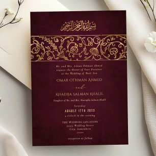 Convites Casamento Islâmico Muçulmano Luxuoso Floral Dourad
