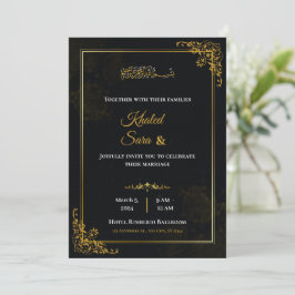 Convites Casamento Islâmico Muçulmano Luxuoso Preto e Doura
