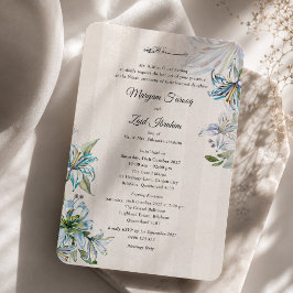 Convites Casamento Islâmico Nikah Blue Lily Elegante