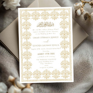 Convites Casamento Islâmico Ouro Romântico Antigo Ornamenta