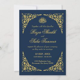 Convites Casamento Islâmico Safira Azul-Marinho