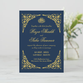 Convites Casamento Islâmico Safira Azul-Marinho