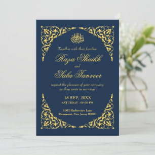 Convites Casamento Islâmico Safira Azul-Marinho