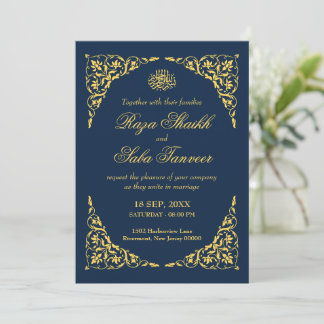 Convites Casamento Islâmico Safira Azul-Marinho