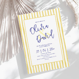 Convites Casamento Itália Pinstripe Escrito à Mão Amarelo M