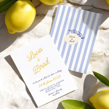 Casamento Italiano Amarelo e Listras Azuis Escrito