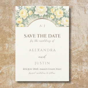 Convites Casamento Italiano Arch Floral Amarelo Salvar a Da