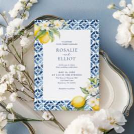 Convites Casamento Italiano com Limão Azul Azulejo