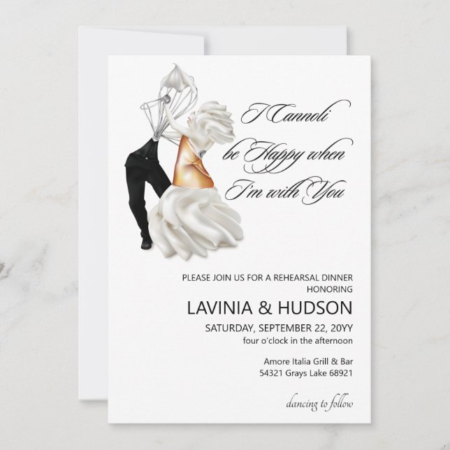Convites Casamento Italiano Funny Cannoli (Frente)