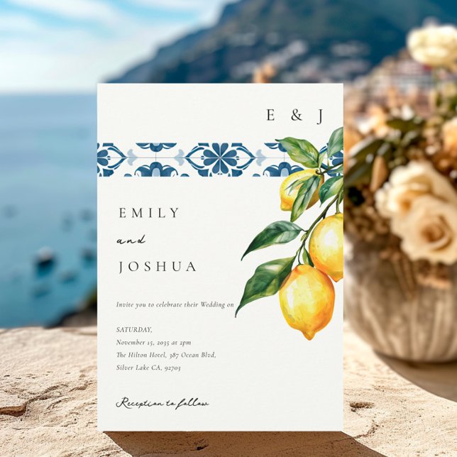 Convites Casamento Italiano Lemon Citrus Positano (Criador carregado)