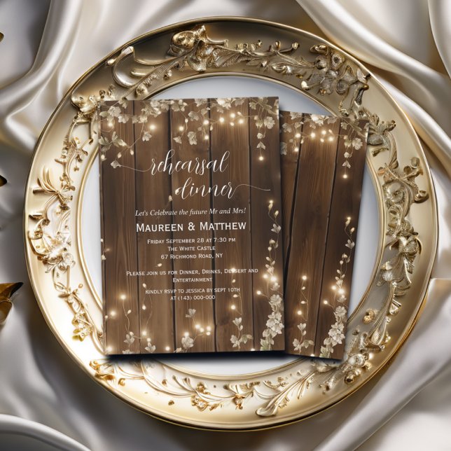 Convites Casamento "janto de ensaio" das luzes de cordas ru (Criador carregado)