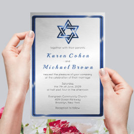 Convites Casamento judaico da estrela de David azul