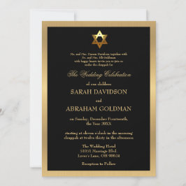 Convites Casamento Judaico Formal Tradicional Preto e Doura