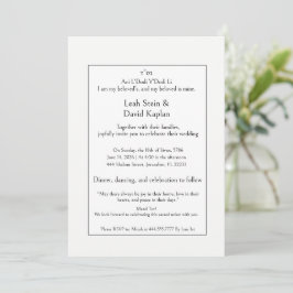Convites Casamento Judaico Moderno, Luxo Simples Elegante M