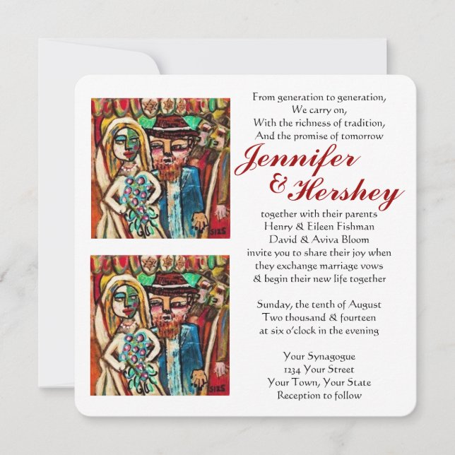 Convites Casamento Judaico Sob a Chuppah (arredondado) (Frente)