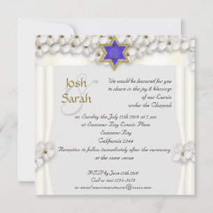 Convites Casamento judeu com flores brancas chuppah