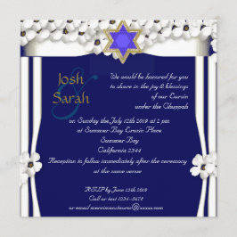 Convites Casamento judeu com flores brancas chuppah