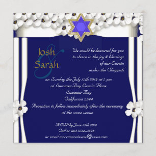 Convites Casamento judeu com flores brancas chuppah
