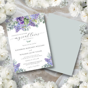 Convites Casamento Katherine Purple Floral Fé Cristã