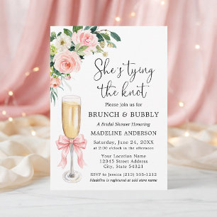 Convites Casamento Laço Rosa Floral Brunch Nupcial