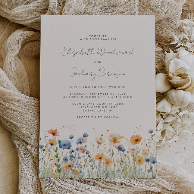 Convites Casamento Laranja Azul Fronteira Boho Flor Silvest (Criador carregado)